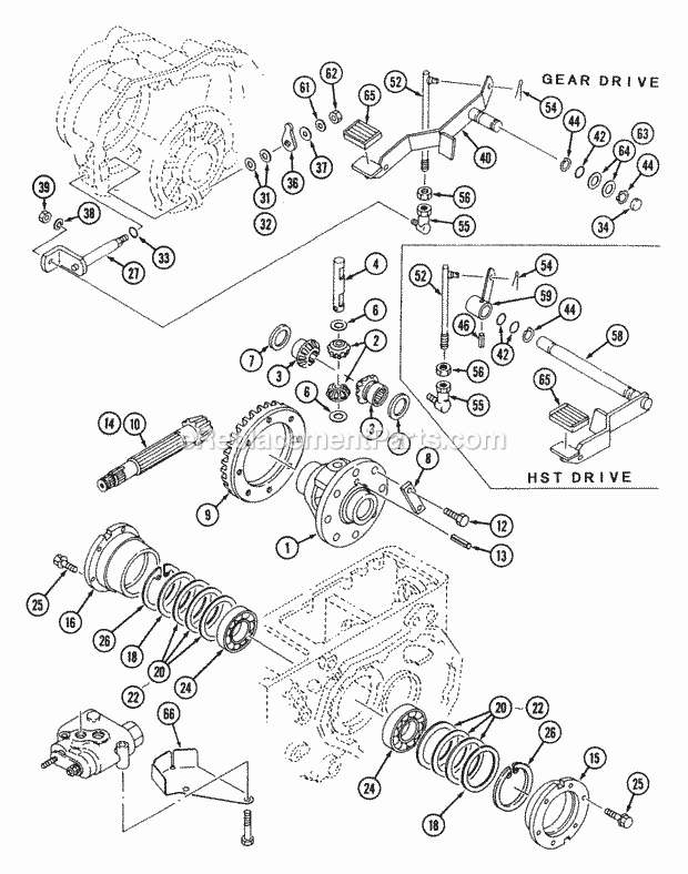 Final Drive (Gear Drive) - 2wd Diagram and Parts List for 544-434D100, 545-434D100, 546-434D100 Cub Cadet Lawn Tractor